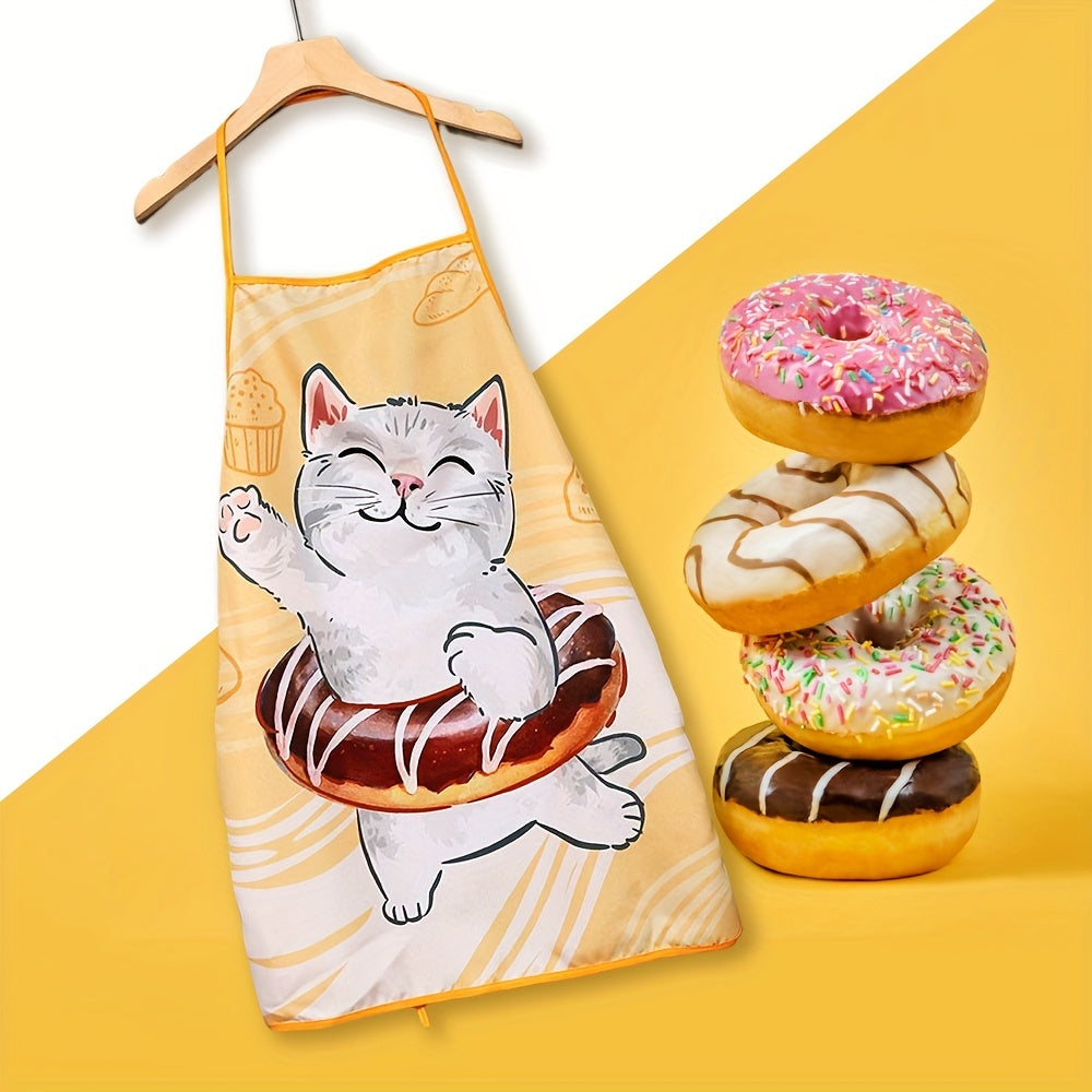 Cat Pattern Polyester Apron for Women Waterproof Thickened Hand Painted
