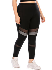 Solid Yoga Sports Leggings With Pocket Women's Plus Medium Stretch
