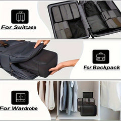 7pcs Travel Packing Bag Set Zipper Underwear Shoes Makeup Storage Container