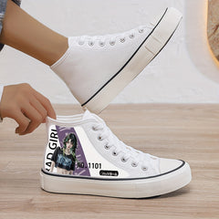 Anime Girl Plush Lined Canvas Sneakers Winter Warm High Top Shoes