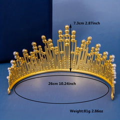 Faux Pearl Crown Golden Rhinestone Headband Hair Accessories