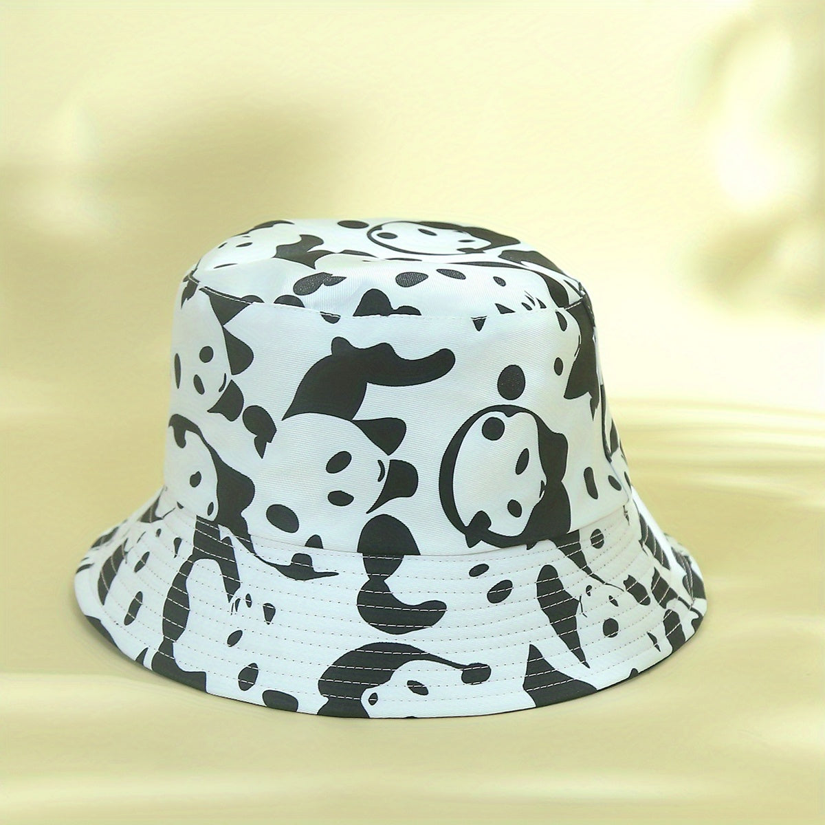 Reversible Panda Print Bucket Hat Cartoon Sunscreen Basin Hat