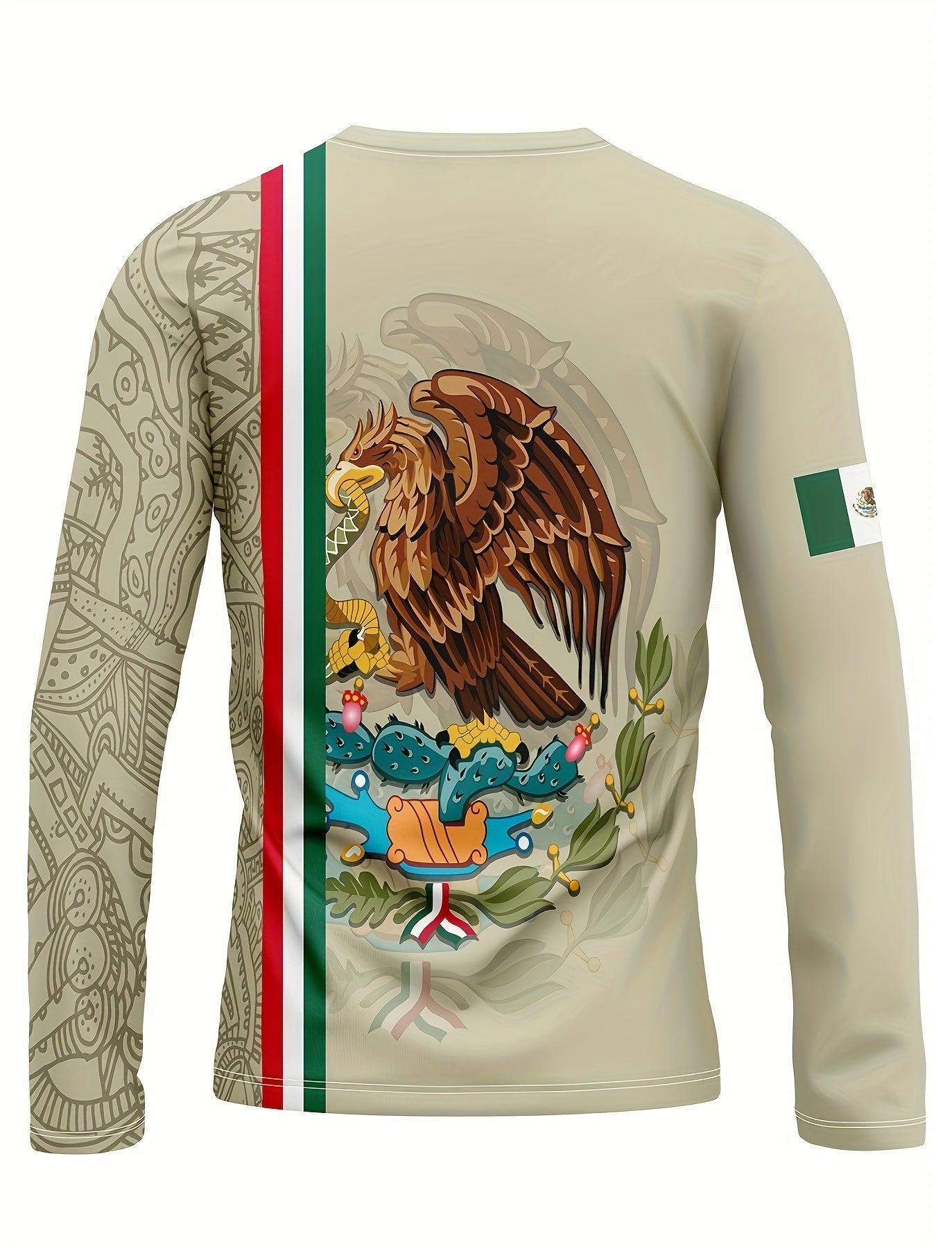 MEXICO Eagle Patttern Men's Long Sleeve Novelty T shirt