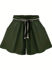 Wide Leg Shorts Casual Tie Waist Summer Shorts Women's Clothing