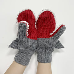 3D Shark Gloves Autumn Winter Dress Warm Mittens Knitted Christmas Halloween
