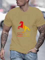 Men's Horse Print Graphic Active T shirt