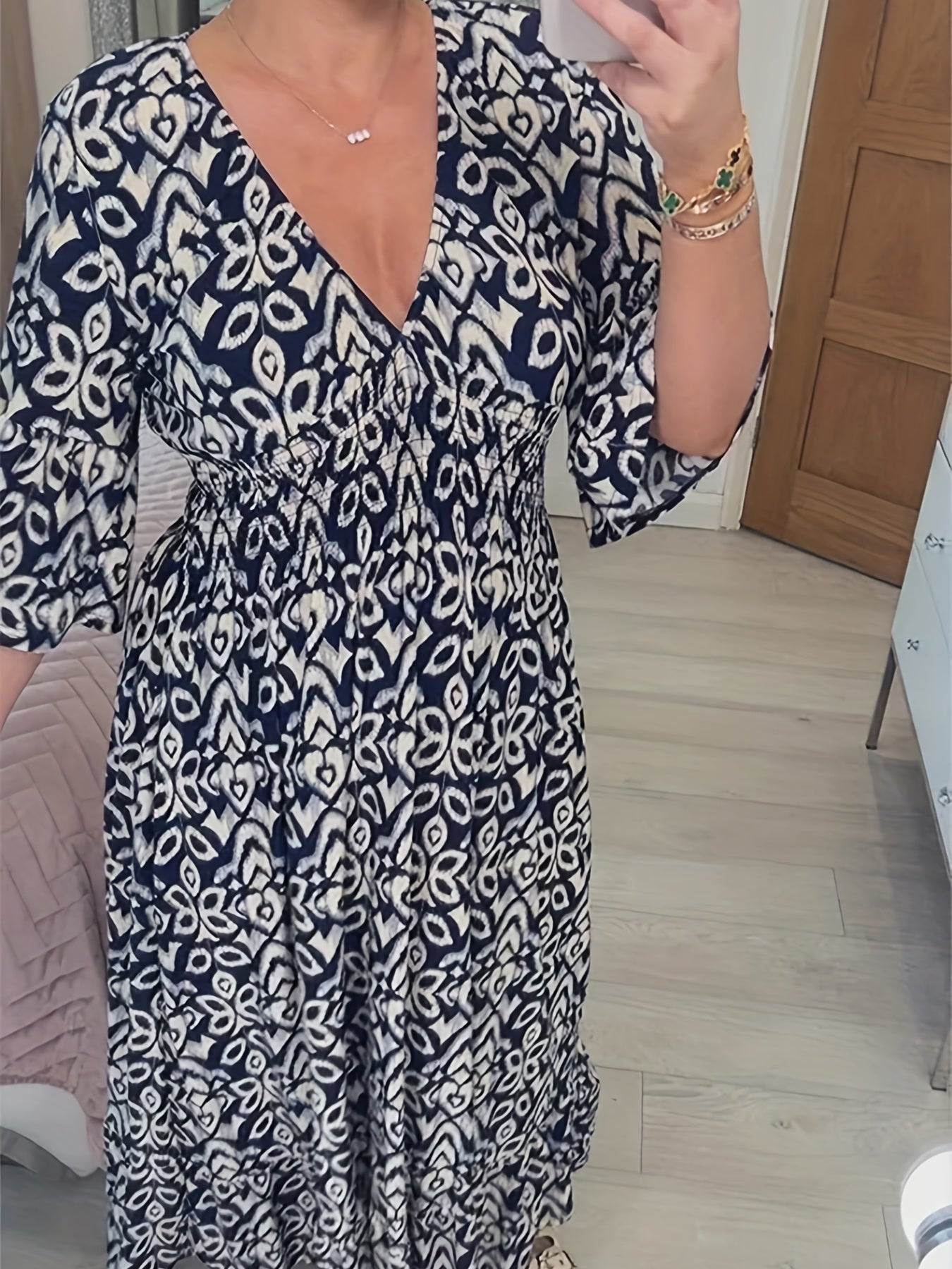 Floral Print V Neck Maxi Dress Plus Size
