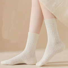 4 Pairs Twist Textured Mid Tube Socks Women's Stockings