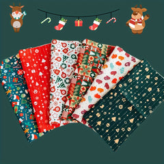 6pcs Christmas Fabric Fat Quarter for DIY Crafting Sewing