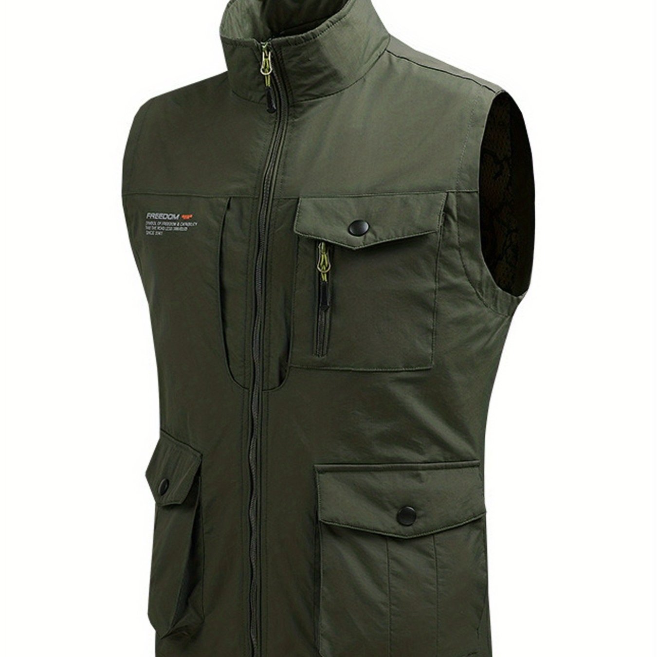 Cargo Vest Men's Zip Up Stand Collar Outwear