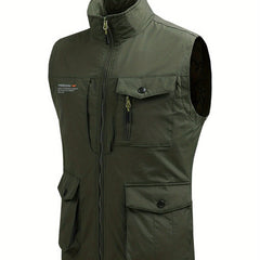 Cargo Vest Men's Zip Up Stand Collar Outwear