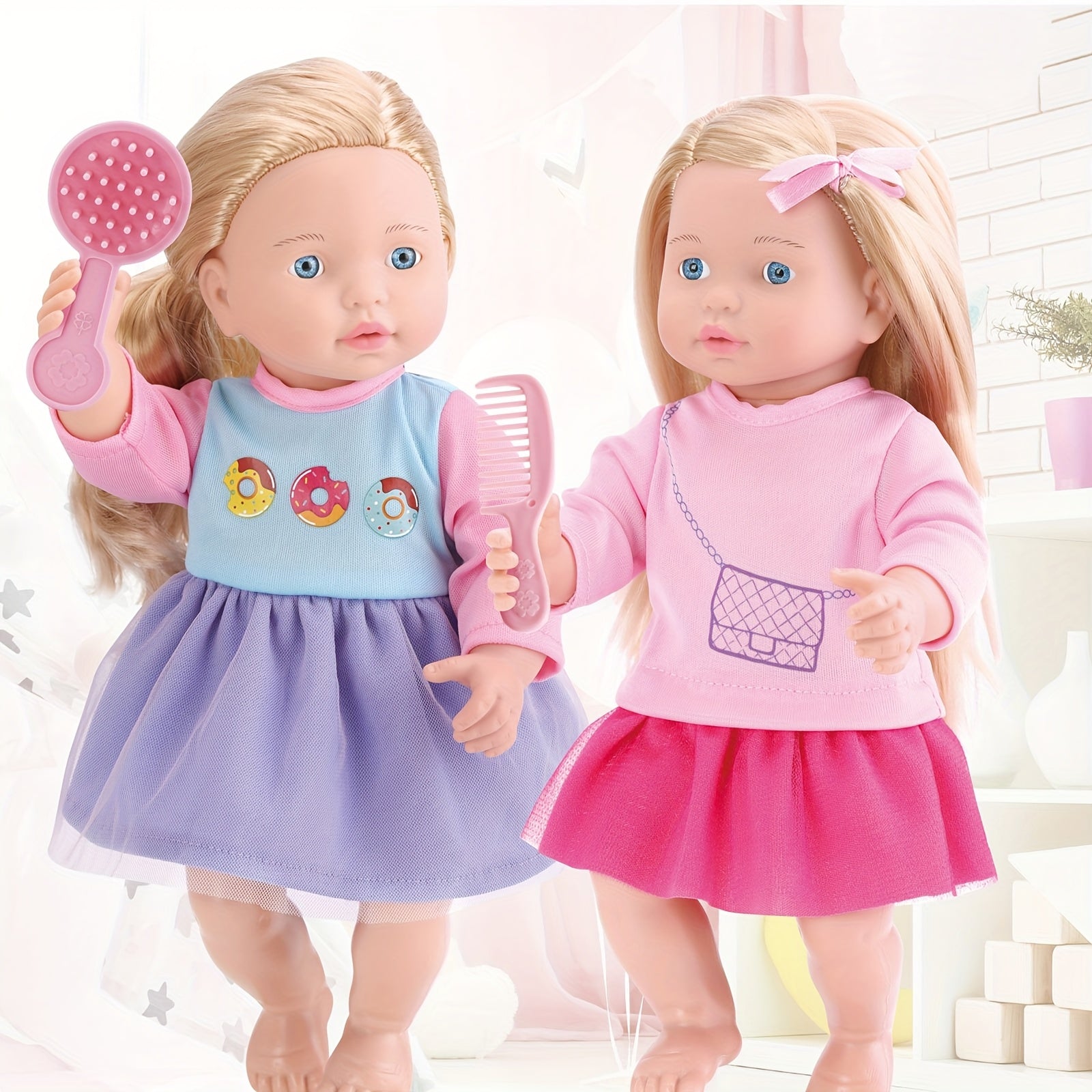 Belinda 30 Dolls with Combs Sweet and Realistic Girl Dolls in Pink Outfits