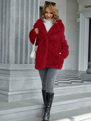 Fluffy Teddy Coat Open Front Casual Outerwear