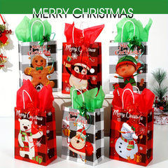 6pc Christmas Gift Bag Set with 12pcs Large Wrapping Papers in Red & Green