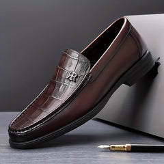 Men's Textured Loafer Shoes Non slip Slip On Dress Shoes