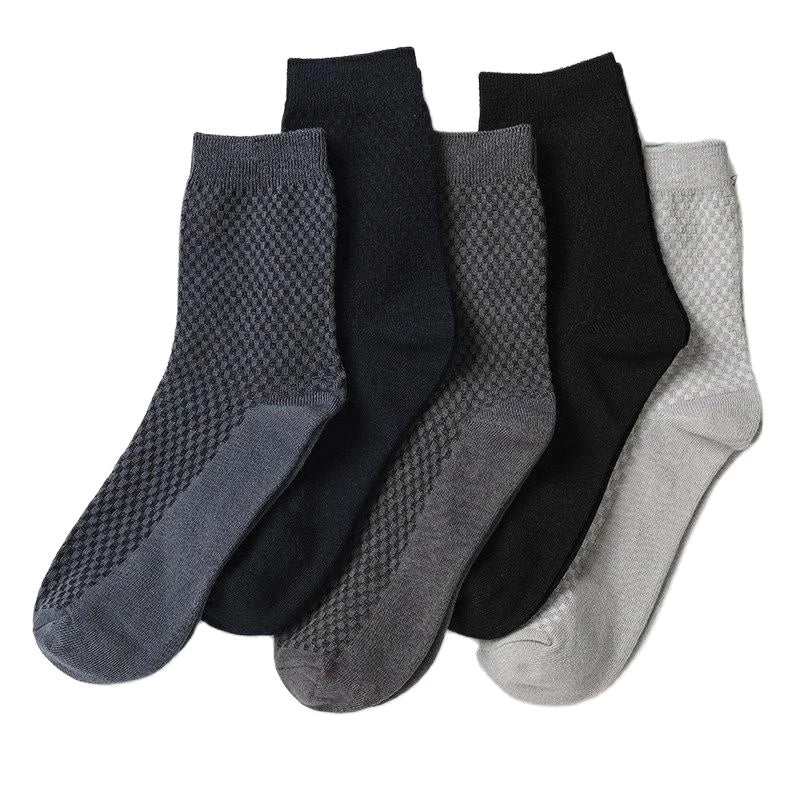 5Pairs Men's Vintage Crew Socks Breathable Deodorant Business Socks