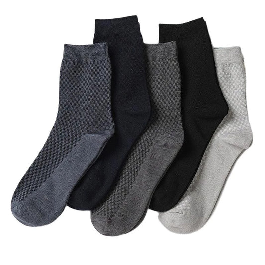5Pairs Men's Vintage Crew Socks Breathable Deodorant Business Socks