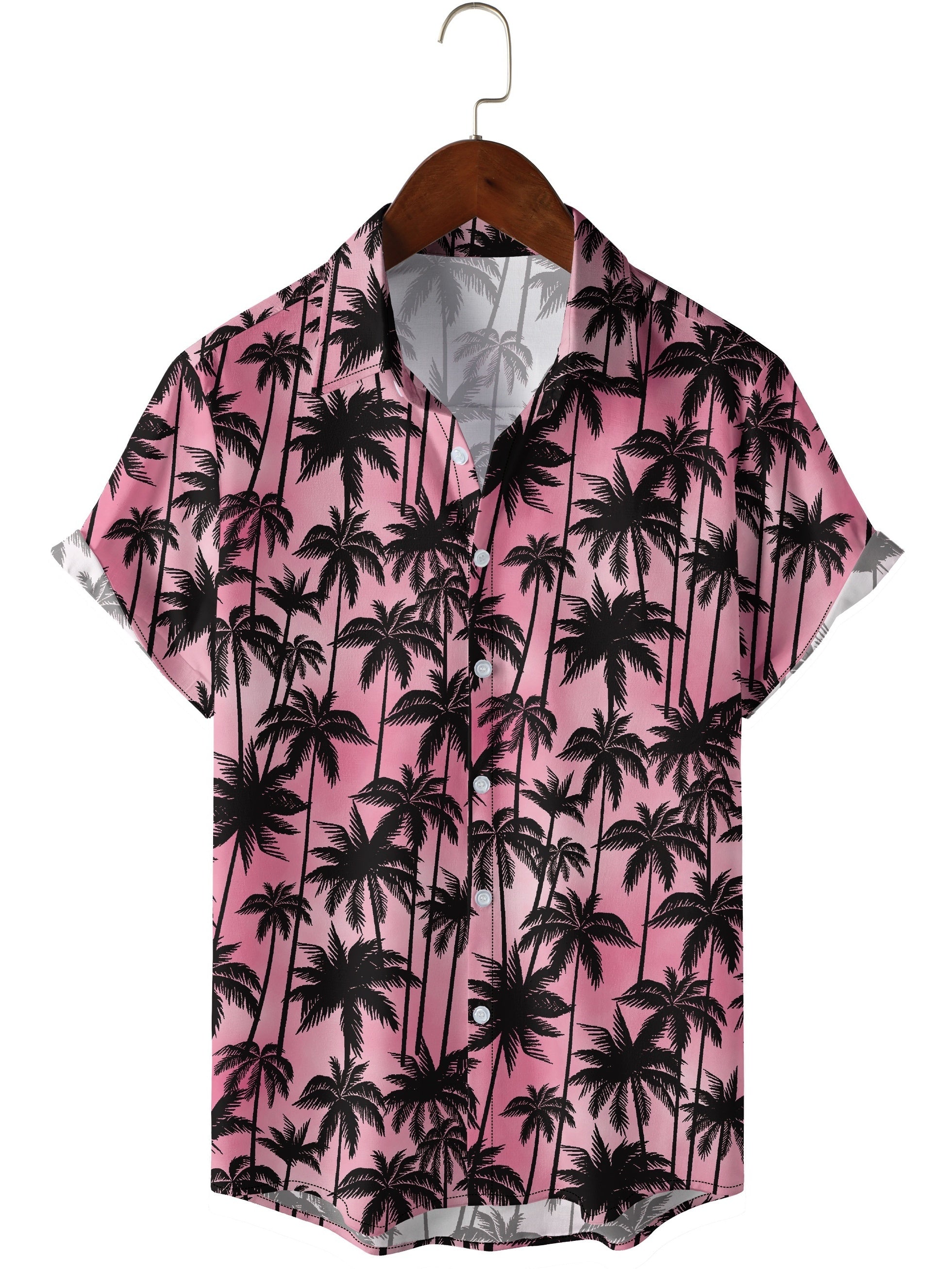 Men's Coconut Tree Camp Collar Hawaiian Shirt Short Sleeves