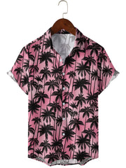 Men's Coconut Tree Camp Collar Hawaiian Shirt Short Sleeves