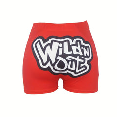 Letter Print Skinny Shorts Casual Shorts for Spring & Summer