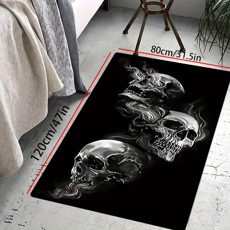 Gothic Skull Printed Mat Anti-slip Flannel Living Room Carpet