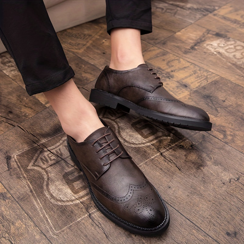 Men's Brogue Wingtip Derby Shoes Lace up Front Dress Shoes