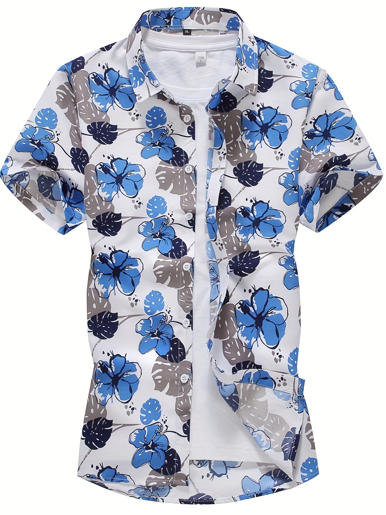 Men's Floral Pattern Lapel Short Sleeve Hawaii Shirt
