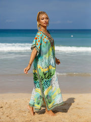 Animal Print V Neck Cover Up Dress