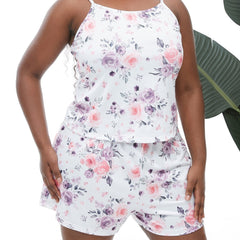 Rose Print Cami Top & Shorts Pajama Set