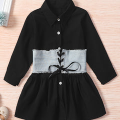 Girls Cotton Shirt Dress & Denim Corset