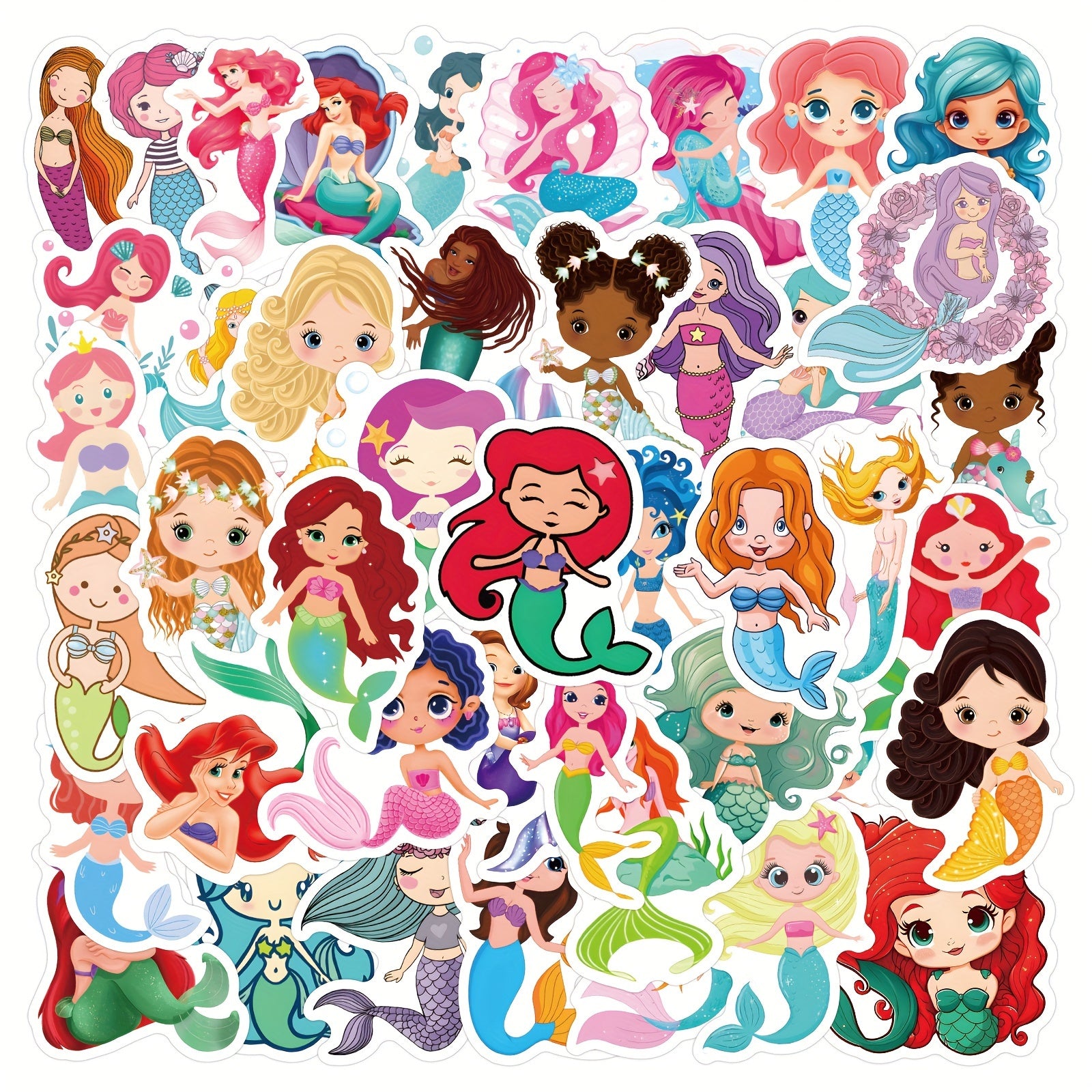 60pcs Mermaid Stickers Waterproof for Laptop Phone Skateboard