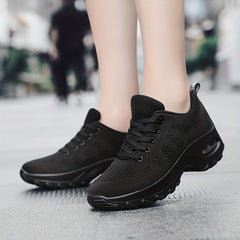 Women's Solid Air Cushion Jazz Dance Shoes Lace-Up Mesh Sneakers