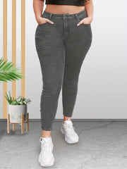 Solid High Rise Skinny Jeans