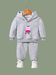 Sweet Kitty Print 2pcs Girls Outfits For Sports Spring Fall Outdoor Gift