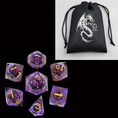 Dragon's Eye Resin Dice Set With Dragon Leather Pouch
