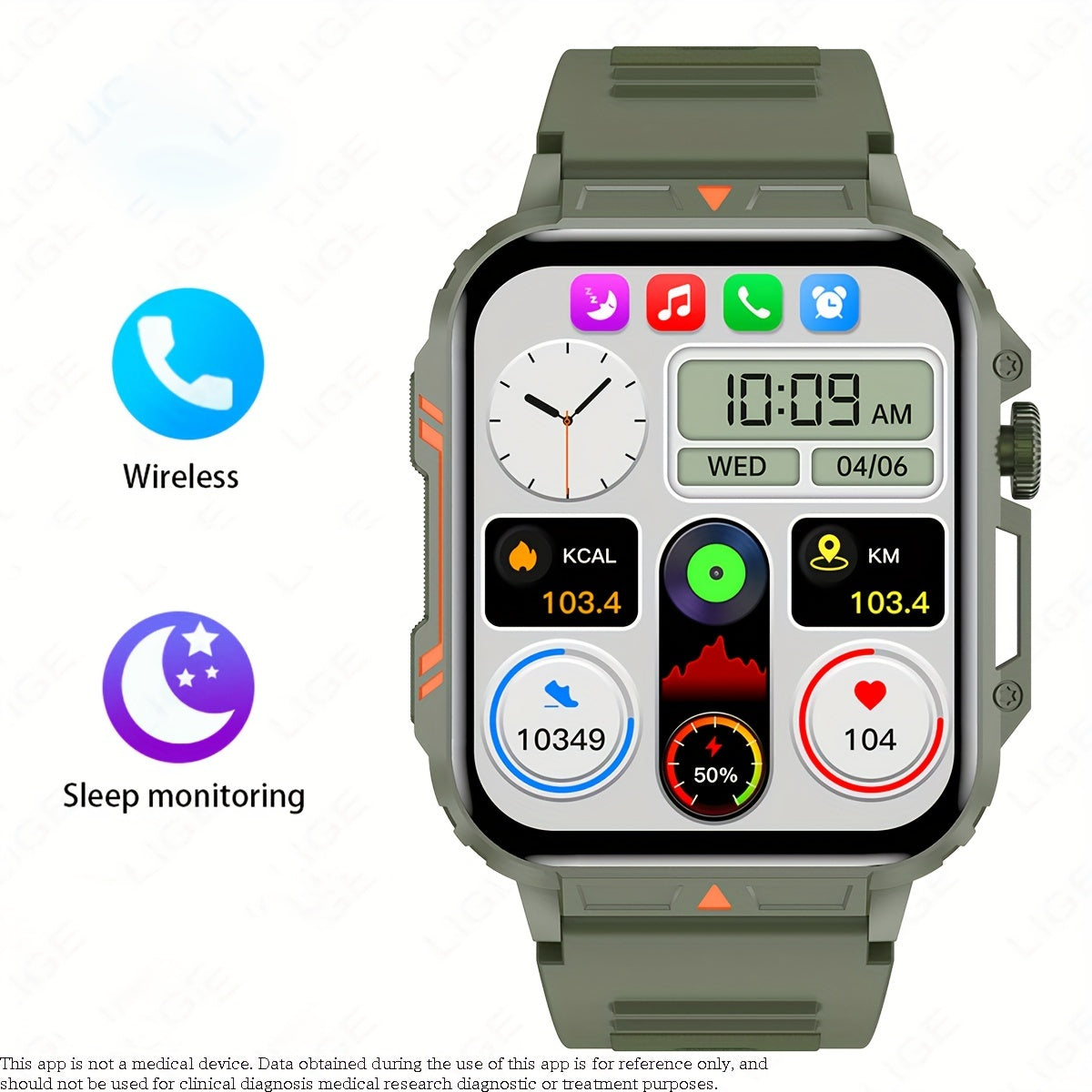 Smart Watch 4 95cm Full Touch Screen Sport Mode Step Count Calories Alarm Clock