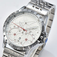KUERST Men's Steel Strap Automatic Mechanical Watch Waterproof 3D Dial Calendar