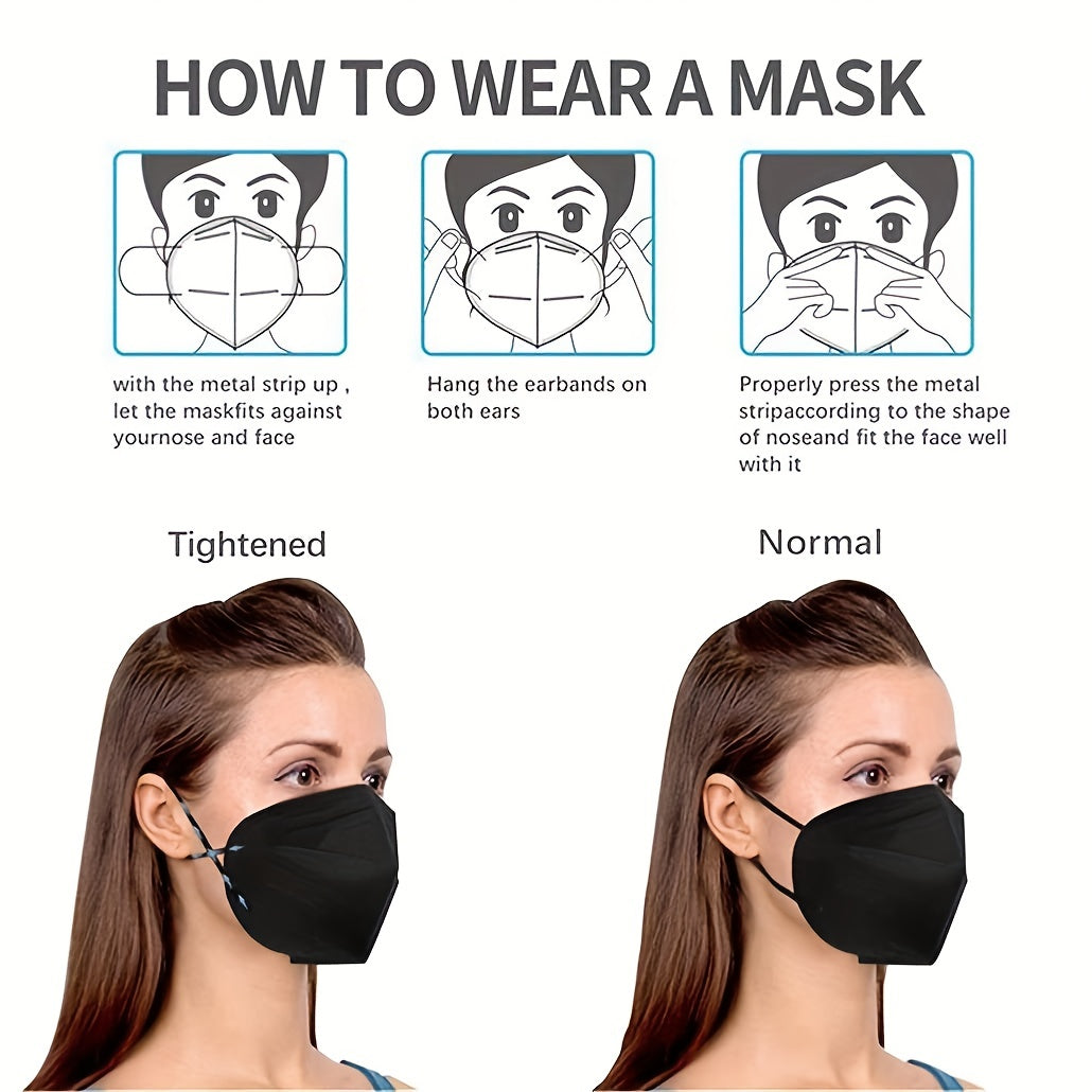 50pcs KN95 Cup Dust Safety Face Masks with Elastic Ear Loop