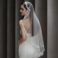 Cathedral Wedding Veil with Lace Edges Long Bridal Veil for Wedding Dresses