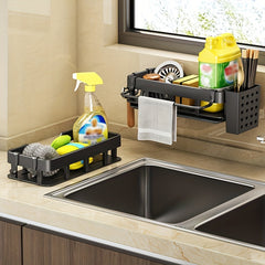 Sink Sponge Holder with Dish Brush and Cloth Hanger