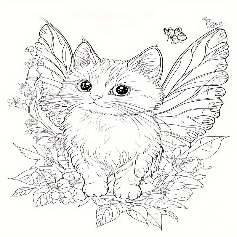 Fairy Cat Coloring Book 22 Pages Thick Paper Creative Halloween