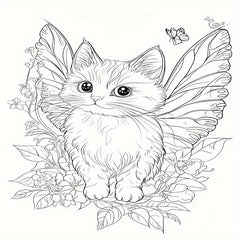 Fairy Cat Coloring Book 22 Pages Thick Paper Creative Halloween
