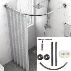 Telescopic Curved Rod Multifunctional Shower Curtain Rod Clothes Drying Rod