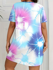 Tie Dye Short Sleeve Tee Sleep Dress