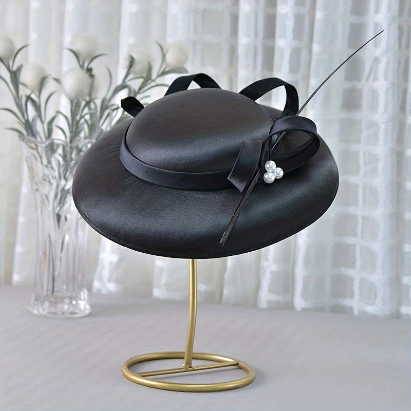 Hepburn Style French Fascinator Hats Faux Pearl Decor Derby Hats