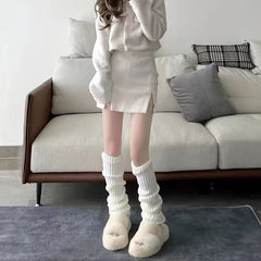 Ribbed Knitted Leg Warmers All match Socks Women's Stockings