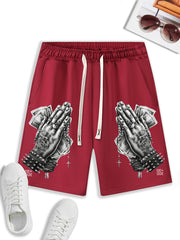 Men's Praying Hands Drawstring Gym Workout Shorts