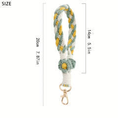 Boho Wristlet Bracelet Keychain Macrame Holder Girls