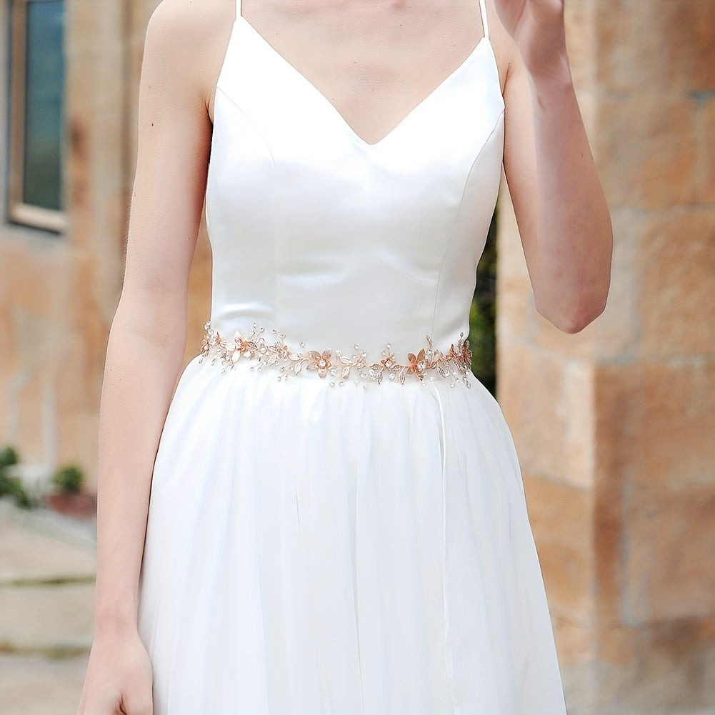 Rhinestone Flower Bridal Belt Crystal Bride Sash Wedding Party Accessory
