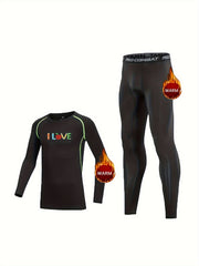 2pcs Love Print Fleece Compression Sets for Toddlers